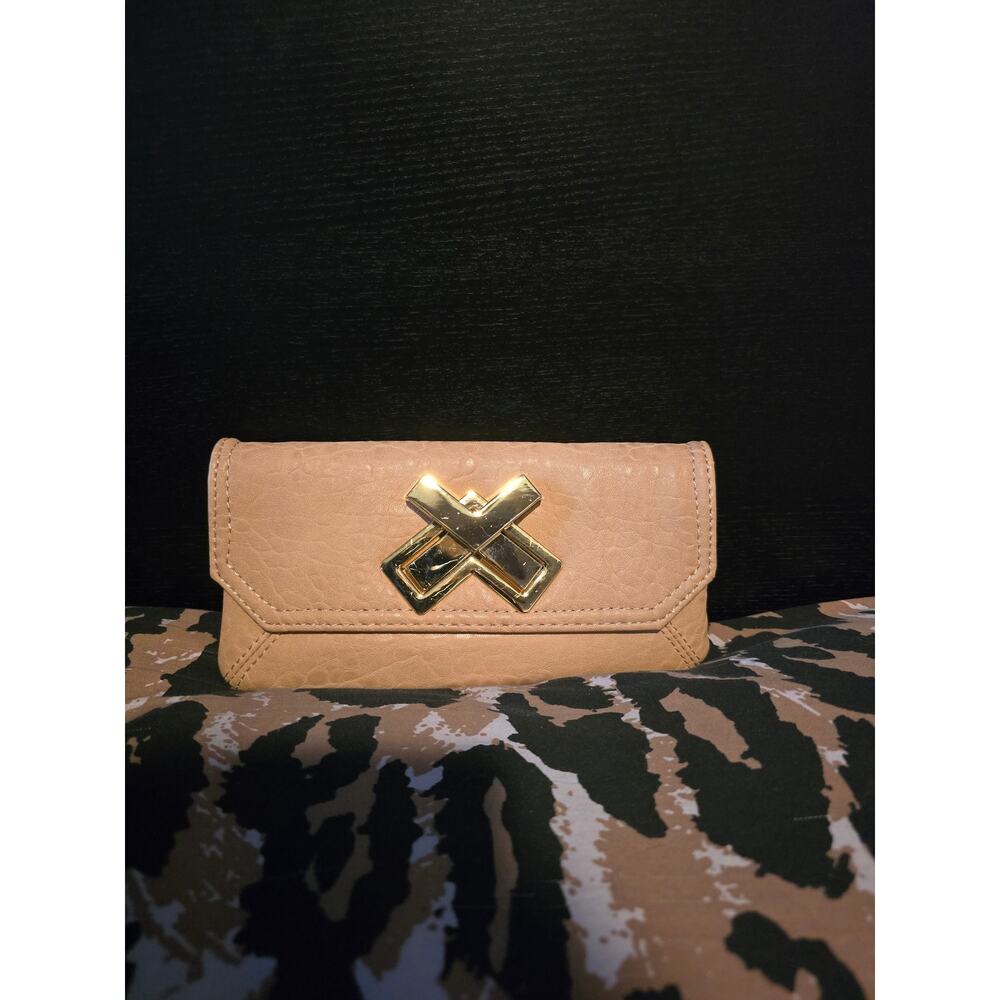 Deux Lux light pink/beige‎ large wallet gold hardware credit card slots pocket